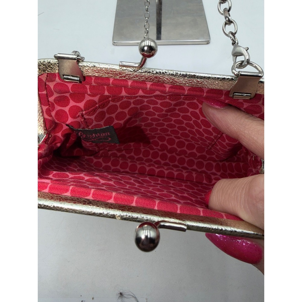 Brighton Vintage Love Caty Metallic Silver Leather Face Coin Purse Crossbody Bag - Picture 8 of 11